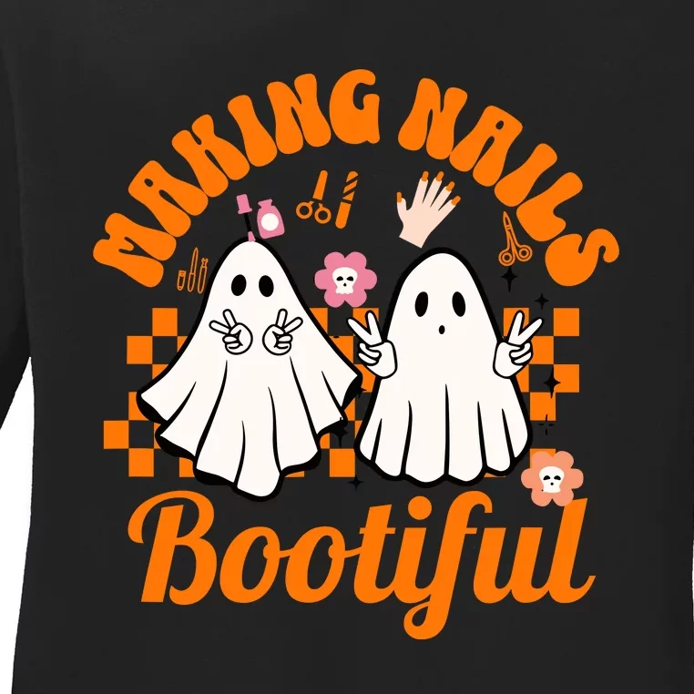 Making Nails Bootiful Halloween For Nail Technicians Artists Ladies Long Sleeve Shirt