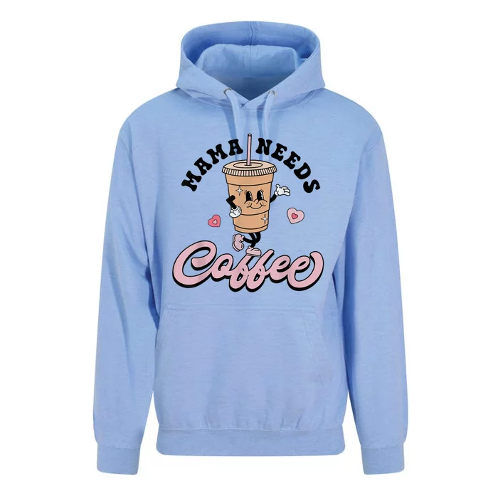 Mama Needs Coffee Cute Coffee Lover Mom Funny Distressed Unisex Surf Hoodie