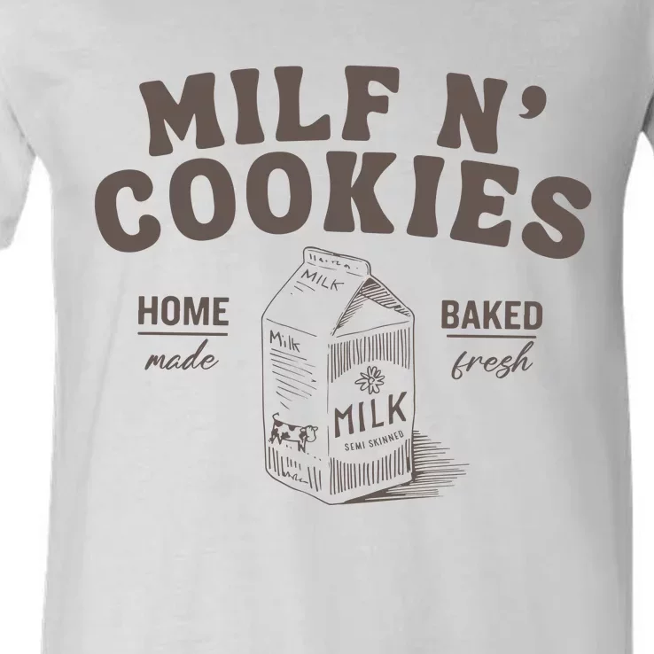 Milf N Cookies Stay At Home V-Neck T-Shirt