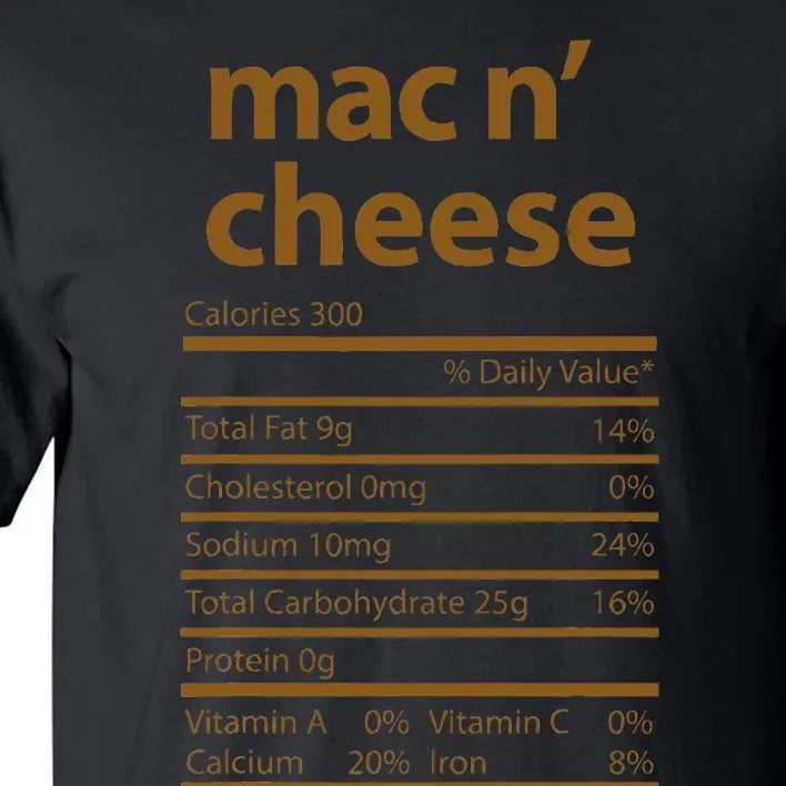 Mac N Cheese Family Thanksgiving Nutrition Fact Food Tall T-Shirt