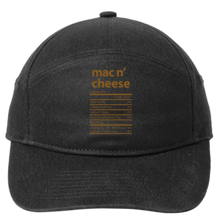 Mac N Cheese Family Thanksgiving Nutrition Fact Food 7-Panel Snapback Hat