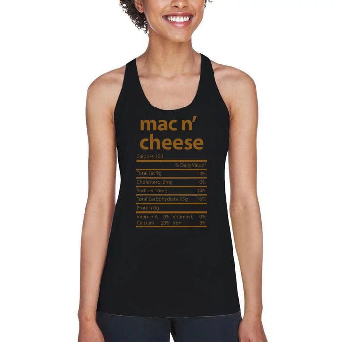 Mac N Cheese Family Thanksgiving Nutrition Fact Food Women's Racerback Tank