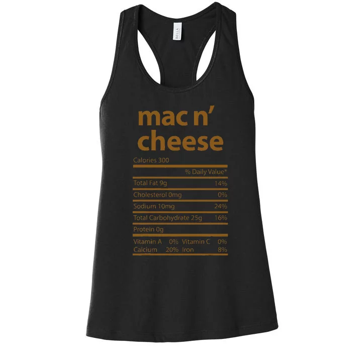 Mac N Cheese Family Thanksgiving Nutrition Fact Food Women's Racerback Tank