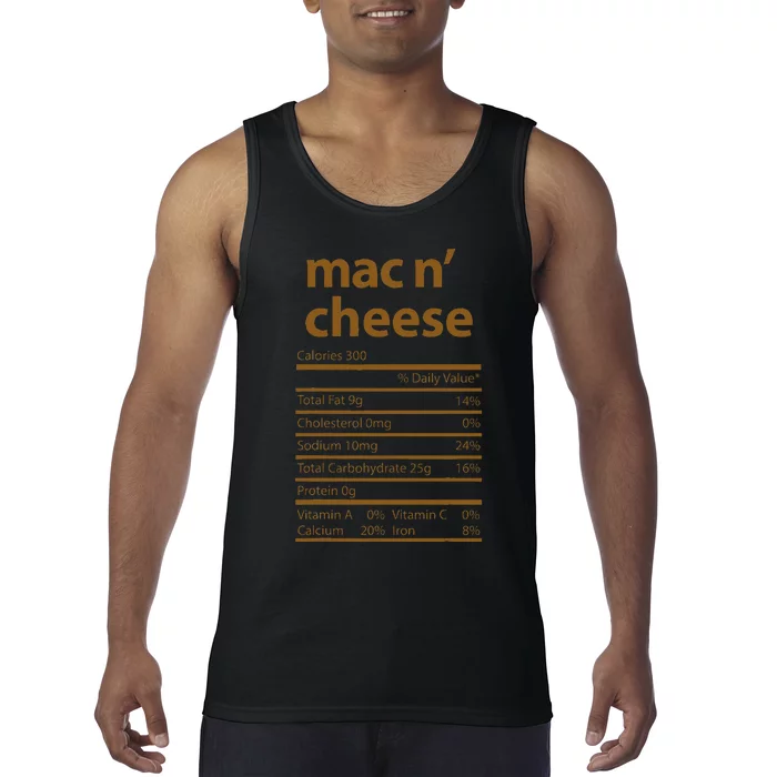 Mac N Cheese Family Thanksgiving Nutrition Fact Food Tank Top