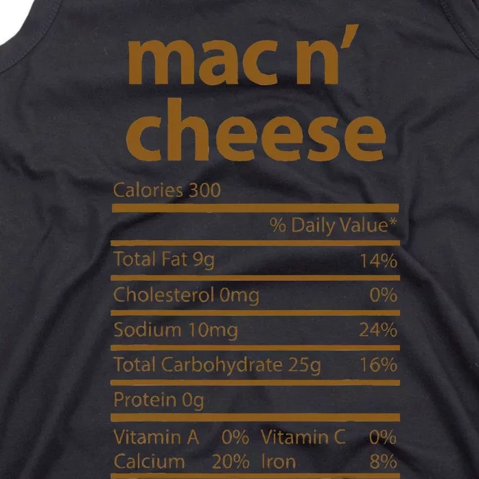 Mac N Cheese Family Thanksgiving Nutrition Fact Food Tank Top