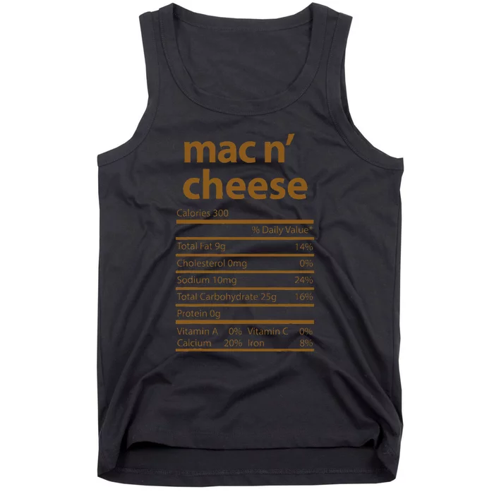 Mac N Cheese Family Thanksgiving Nutrition Fact Food Tank Top