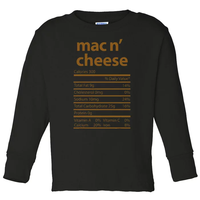 Mac N Cheese Family Thanksgiving Nutrition Fact Food Toddler Long Sleeve Shirt