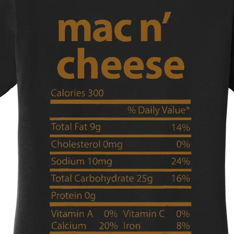 Mac N Cheese Family Thanksgiving Nutrition Fact Food Women's T-Shirt