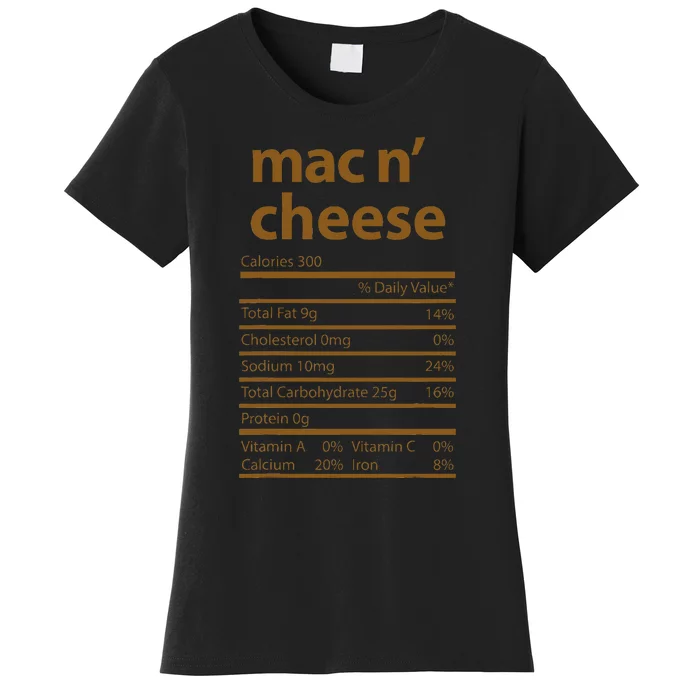 Mac N Cheese Family Thanksgiving Nutrition Fact Food Women's T-Shirt