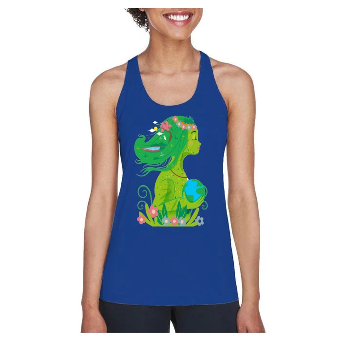 Mother Nature Conservation Earth Earth Day Druid Gift Meaningful Gift Women's Racerback Tank