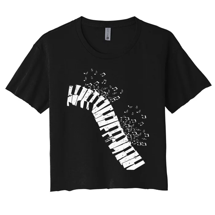 Music Notes Classical Music Instrument Piano Women's Crop Top Tee