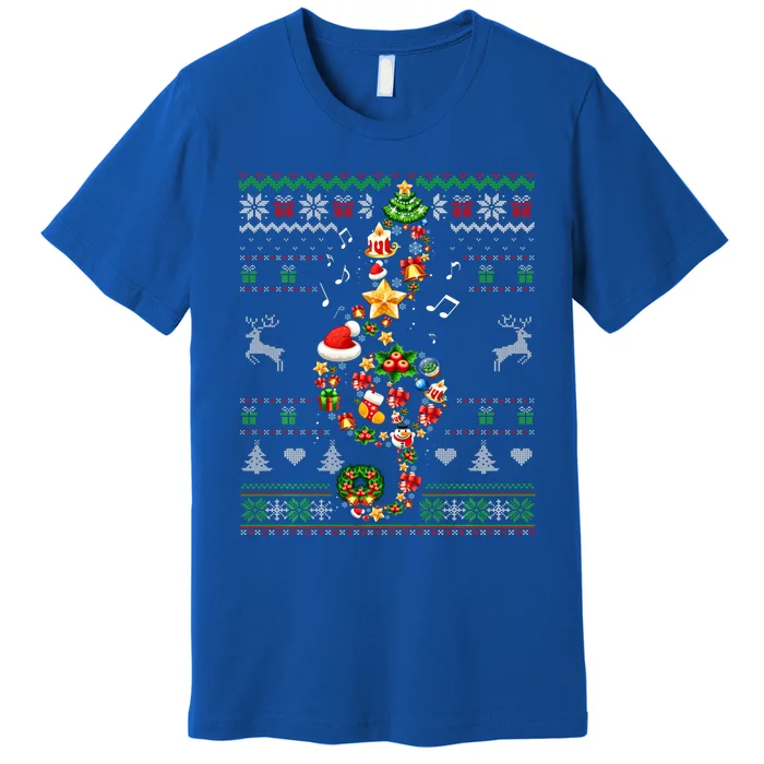 Music Note Christmas Ugly Sweater Musical Teacher Sing Carol Great Gift Premium T-Shirt