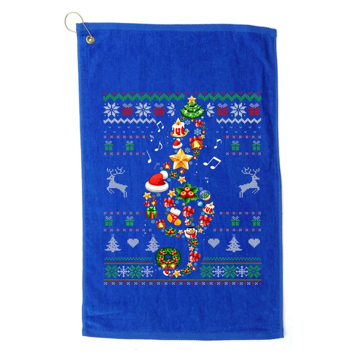 Music Note Christmas Ugly Sweater Musical Teacher Sing Carol Great Gift Platinum Collection Golf Towel