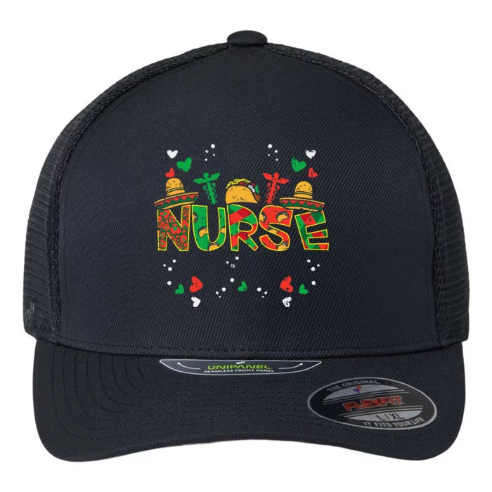 Mexican Nurse Cinco De Mayo Nurse Women Scrub Top Rn Icu Er Flexfit Unipanel Trucker Cap