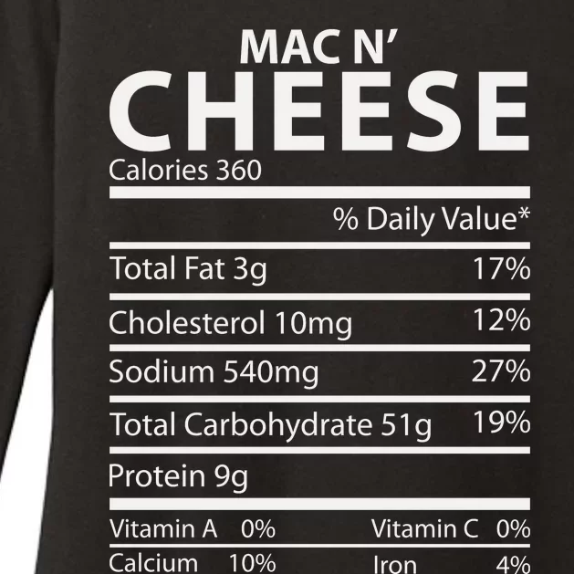 Mac N' Cheese Nutrition Facts Family Matching Womens CVC Long Sleeve Shirt