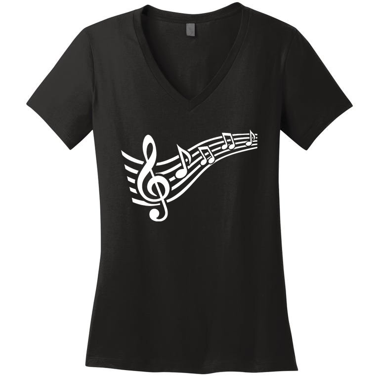 Music Notes Clef Women's V-Neck T-Shirt