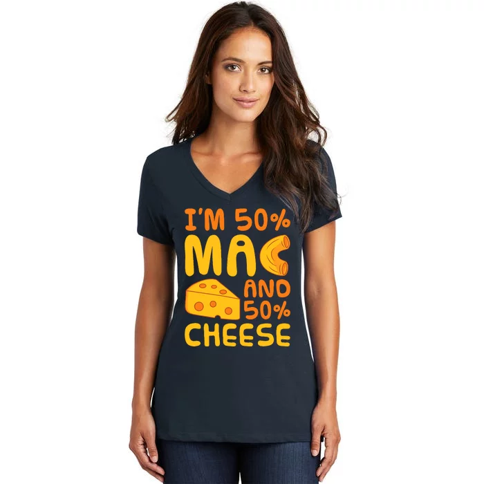 Mac N Cheese Pasta American Macaroni And Cheese Women's V-Neck T-Shirt