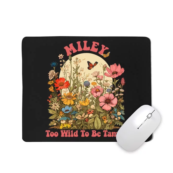 Miley Name Cute Retro Wildflower Miley Name Mousepad