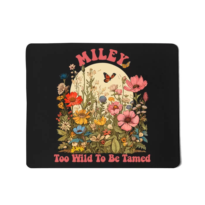 Miley Name Cute Retro Wildflower Miley Name Mousepad