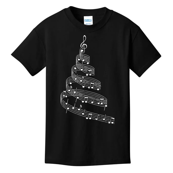 Music Note Christmas Tree Xmas Pajama Musician Kids T-Shirt