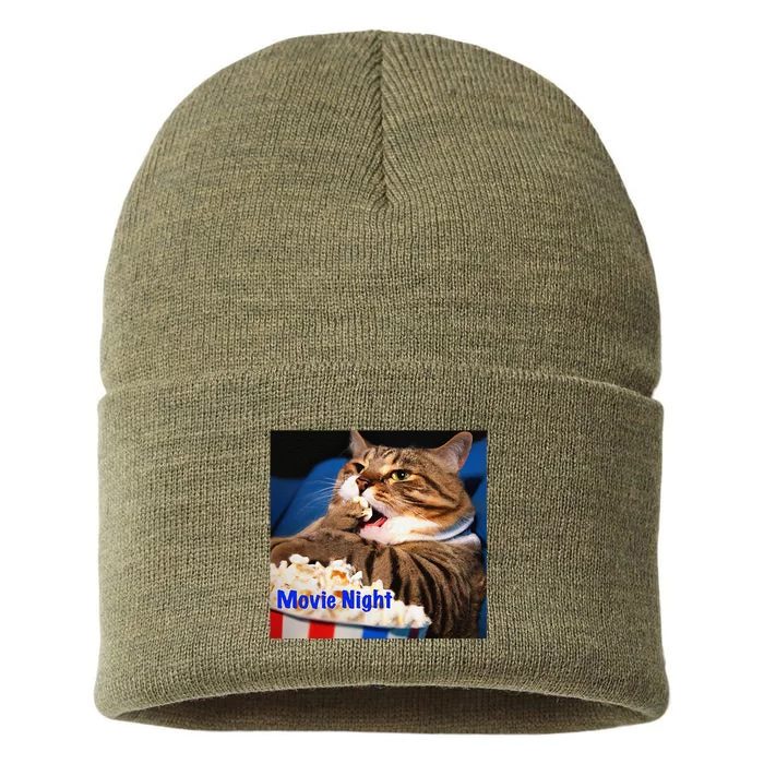 Movie Night Cat Sustainable Knit Beanie