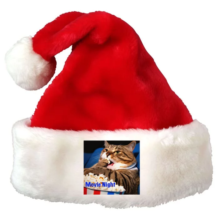 Movie Night Cat Premium Christmas Santa Hat