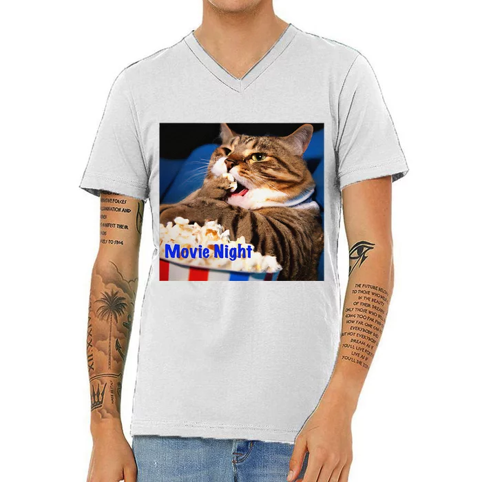 Movie Night Cat V-Neck T-Shirt