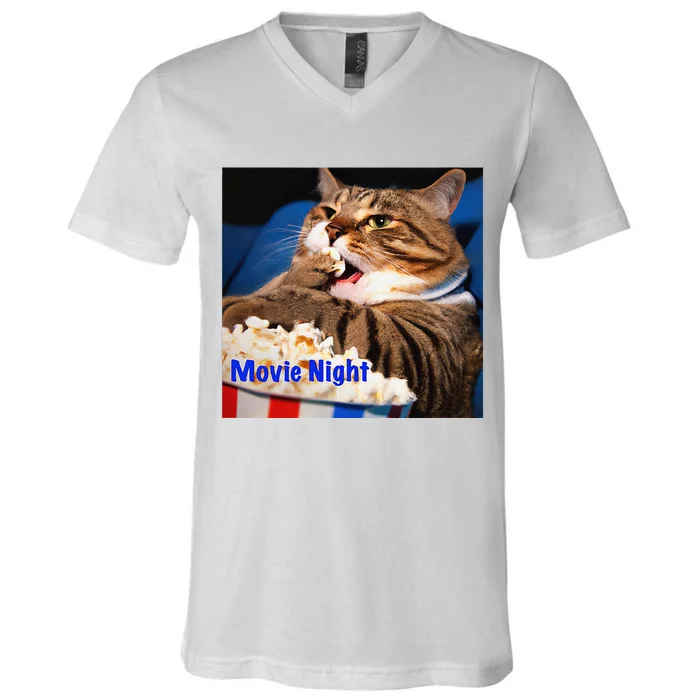 Movie Night Cat V-Neck T-Shirt