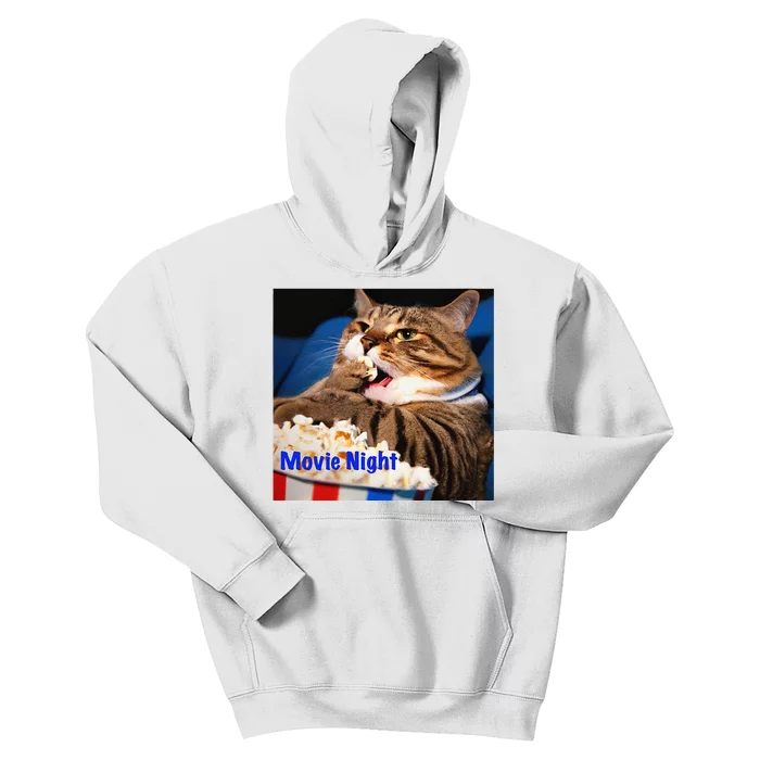 Movie Night Cat Kids Hoodie