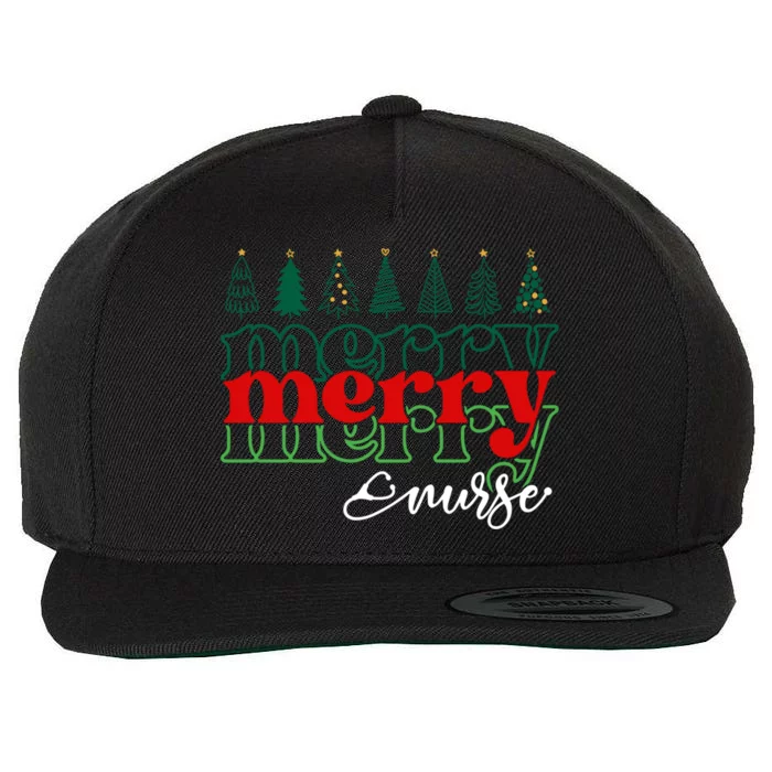 Merry Nurse Christmas Trees Stethoscope Xmas Nursing Medical Gift Wool Snapback Cap