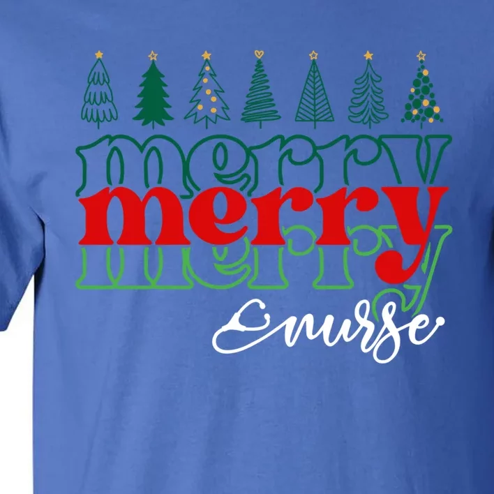 Merry Nurse Christmas Trees Stethoscope Xmas Nursing Medical Gift Tall T-Shirt