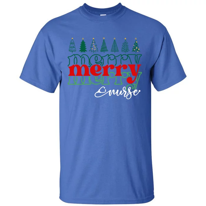 Merry Nurse Christmas Trees Stethoscope Xmas Nursing Medical Gift Tall T-Shirt