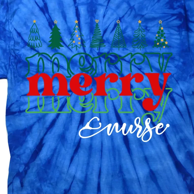 Merry Nurse Christmas Trees Stethoscope Xmas Nursing Medical Gift Tie-Dye T-Shirt