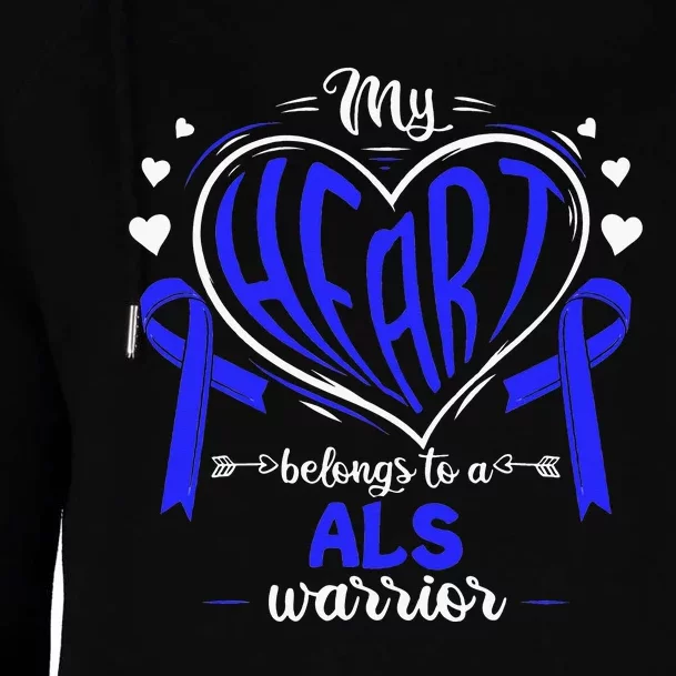 Motor Neurone Disease My Heart Belongs To A ALS Warrior ALS Womens Funnel Neck Pullover Hood