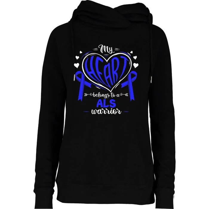 Motor Neurone Disease My Heart Belongs To A ALS Warrior ALS Womens Funnel Neck Pullover Hood