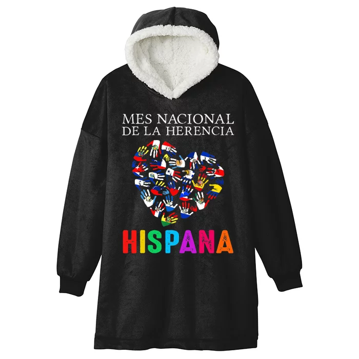 Mes Nacional De La Herencia Hispana Hands Countries Flags Hooded Wearable Blanket