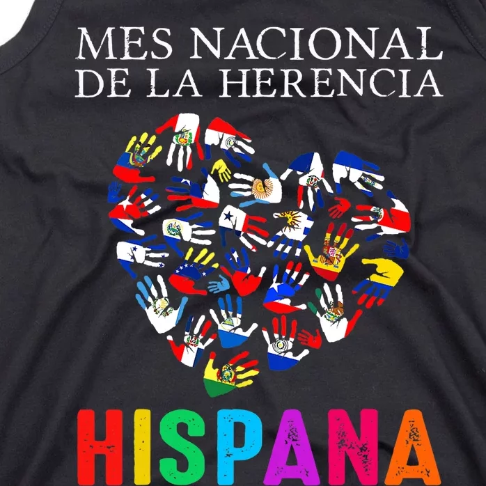 Mes Nacional De La Herencia Hispana Hands Countries Flags Tank Top