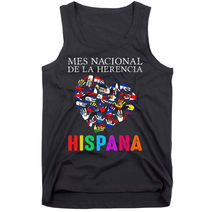 Mes Nacional De La Herencia Hispana Hands Countries Flags Tank Top