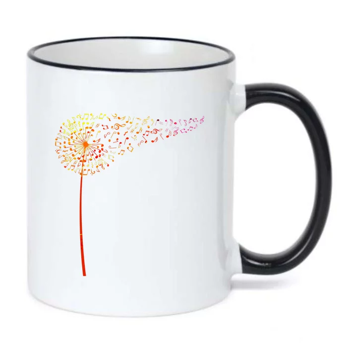 Music Notes Dandelion Flower Black Color Changing Mug