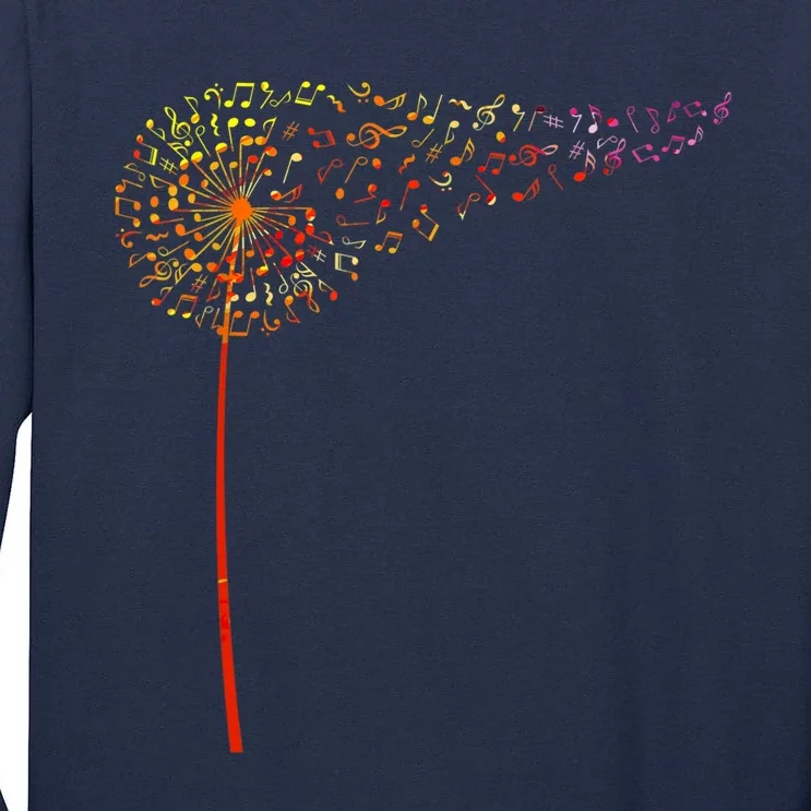 Music Notes Dandelion Flower Tall Long Sleeve T-Shirt