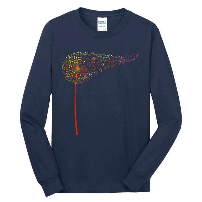 Music Notes Dandelion Flower Tall Long Sleeve T-Shirt