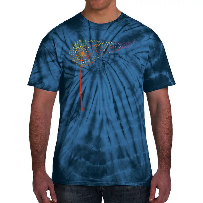 Music Notes Dandelion Flower Tie-Dye T-Shirt