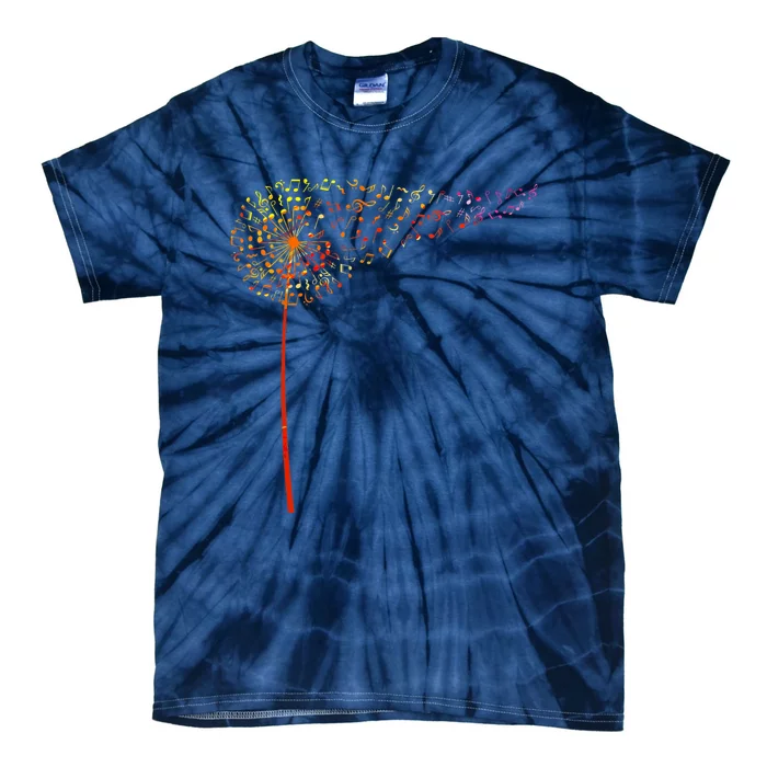 Music Notes Dandelion Flower Tie-Dye T-Shirt