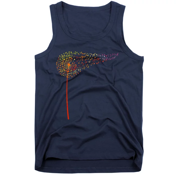 Music Notes Dandelion Flower Tank Top