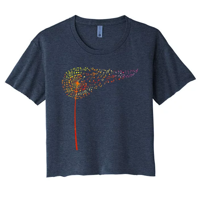 Music Notes Dandelion Flower Women's Crop Top Tee