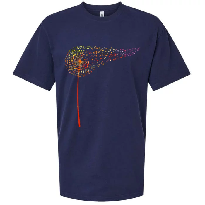 Music Notes Dandelion Flower Sueded Cloud Jersey T-Shirt