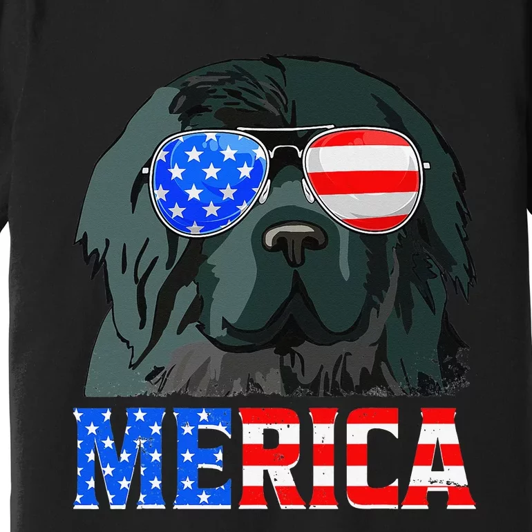 Merica Newfoundland Dog American Flag 4th Of July Premium T-Shirt