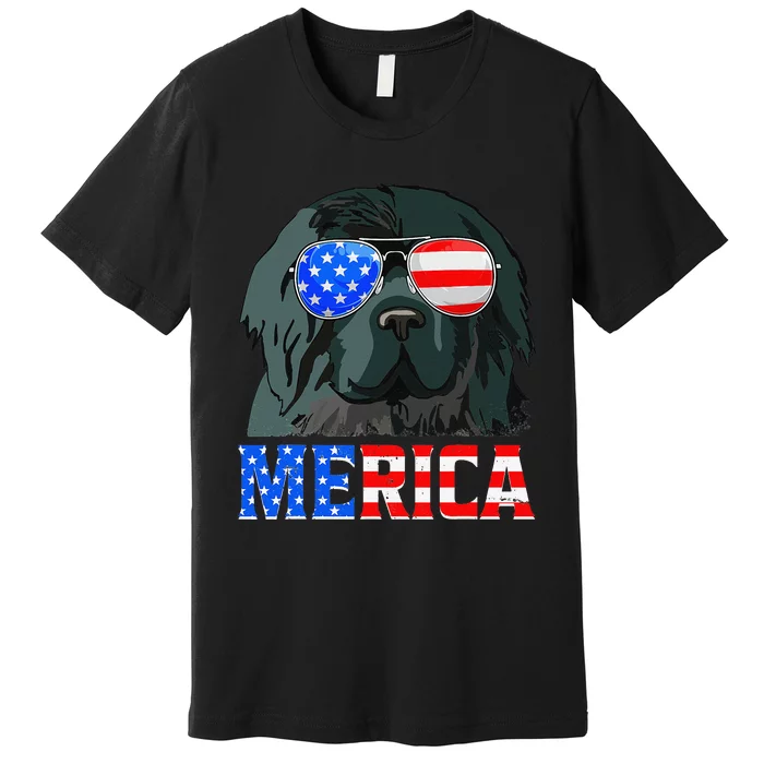 Merica Newfoundland Dog American Flag 4th Of July Premium T-Shirt