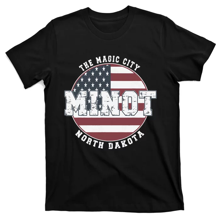 Minot North Dakota Vintage American Flag T-Shirt