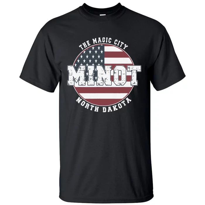 Minot North Dakota Vintage American Flag Tall T-Shirt